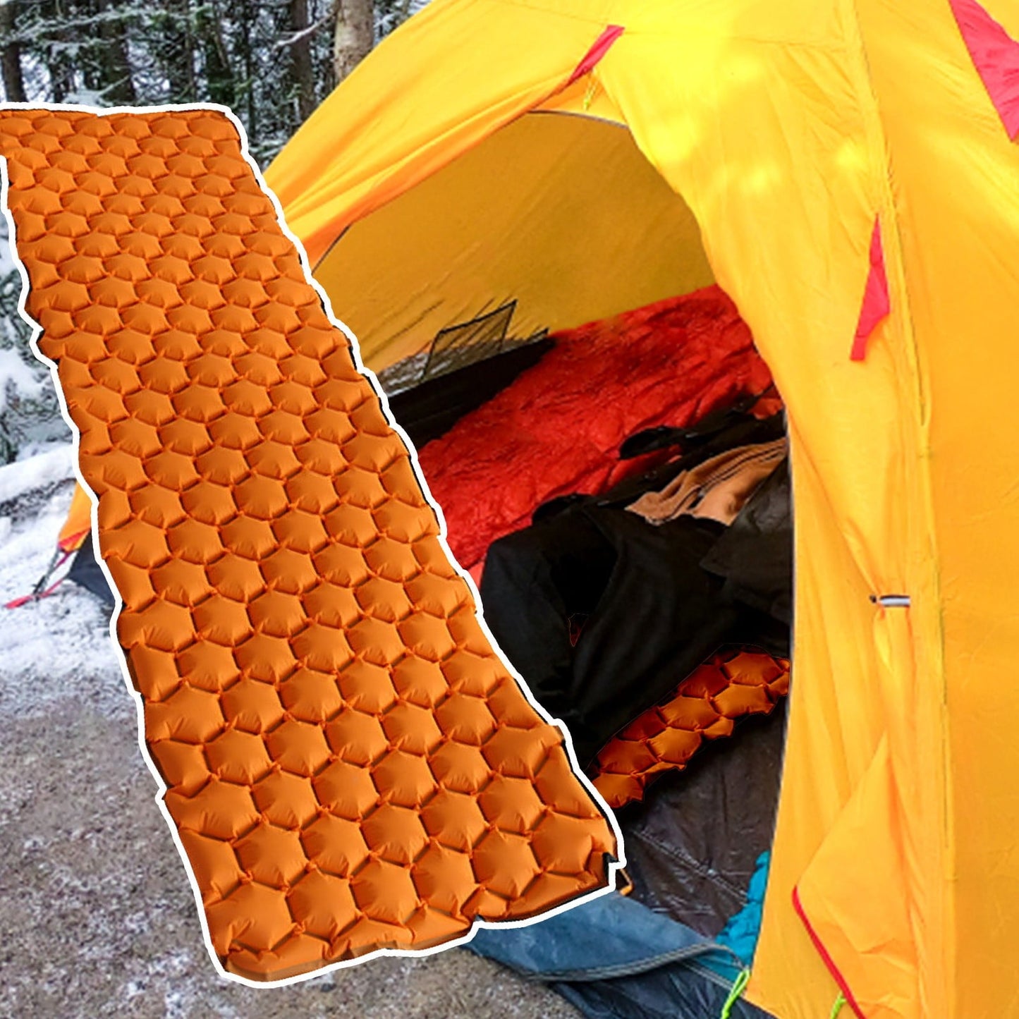 Kuluzego Sleeping Pad for Camping - Ultralight Sleeping Mat for Camping, Backpacking, Hiking - Lightweight, Inflatable & Compact Camping Atmosphere Mattress