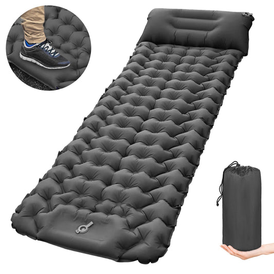Lixada Camping Sleeping Pad with Pillow Built-in Pump Ultralight Inflatable Sleeping Mat Waterproof Camping Air Mattress for Backpacking Hiking Tent Traveling