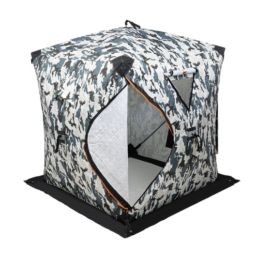 Oukaning Portable Ice Fishing Tent 2-Person Fishing Shelter Tent Ventilation Windows 210D Oxford Cloth Outdoor Fishing Camouflage