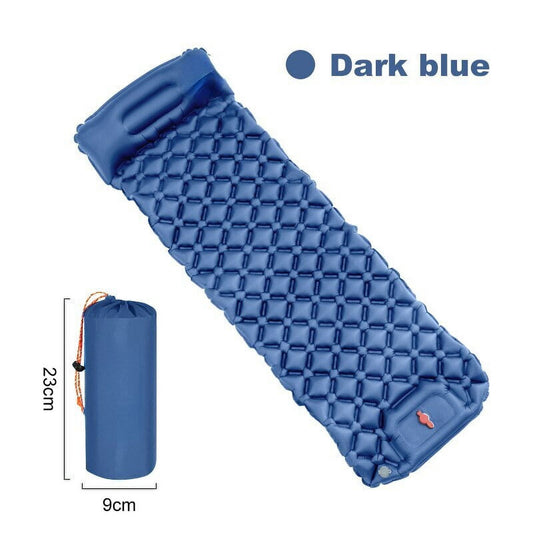 Outdoor Camping Inflatable Mattress Sleeping Pad With Pillows Ultralight Air Mat Built In Inflator Pump Hiking,Dark blue