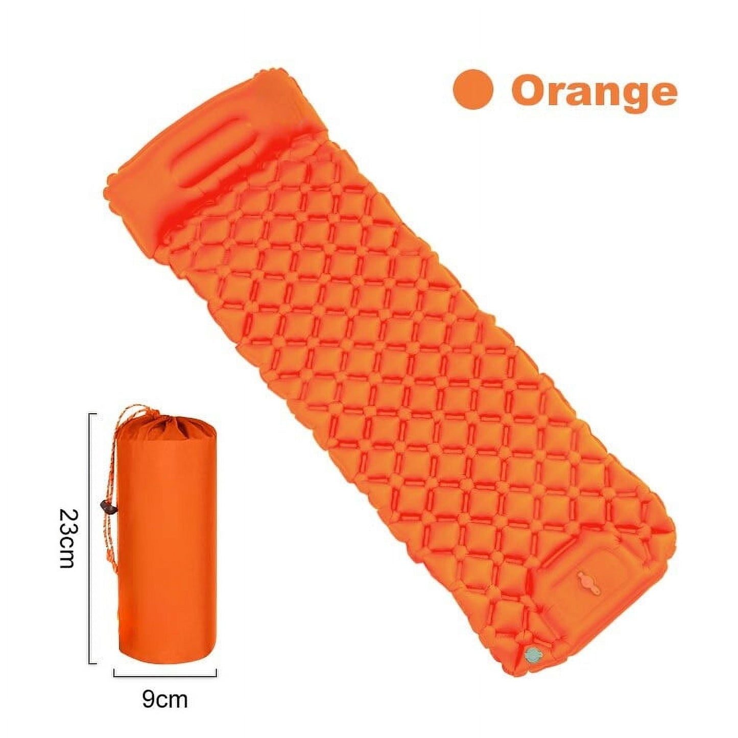 Outdoor Camping Inflatable Mattress Sleeping Pad With Pillows Ultralight Air Mat Built In Inflator Pump Hiking,Orange