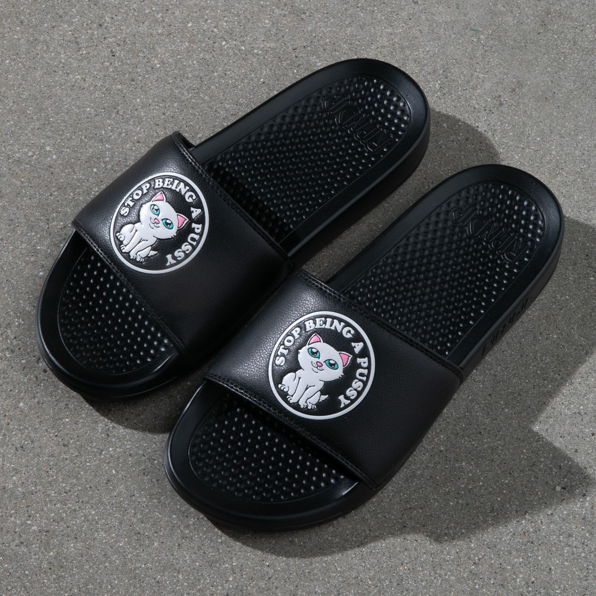 Stop Being A Pussy Slides (Black)