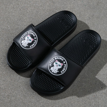 Stop Being A Pussy Slides (Black)