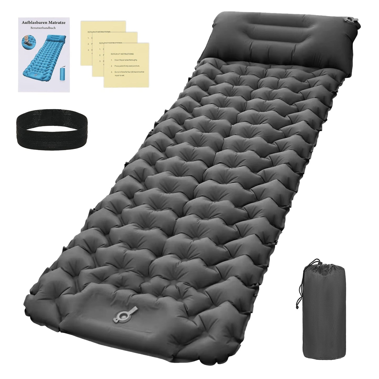 TOMSHOO Inflatable ttress,Built-in Pump Inflatable Pad Pillow Built-in Waterproof Air Tent Mat Waterproof Air Inflatable Mat Pillow Built-in Pump SIUKE SHUBIAO BUZHI