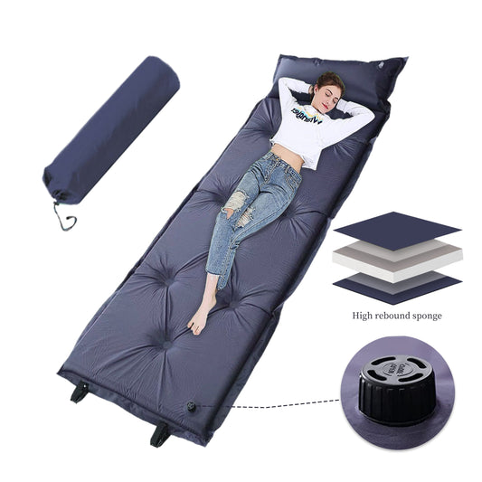 WZCPCV 2' Thickened Sleeping Pad for Camping with Memory Foam,Self-Inflating Camping Mat with Pillow,Camping Mattress Pad for Backpacking Traveling and Hiking Air Mattress