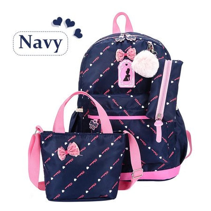 Anyprize 3Pcs/Sets Black Canvas School Backpacks for Girls, Large Capity Scatchel Rucksack Backpacks for Middle School, Women'S Fashion Sports and Outdoors Backpacks for Camping/Hiking/Climbing