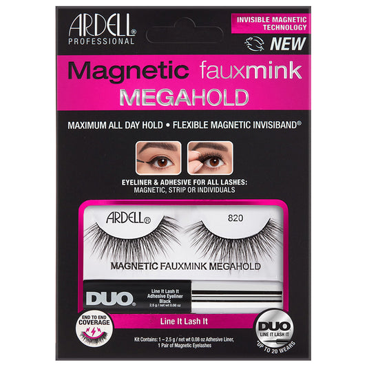 Ardell Magnetic Faux Mink Mega Hold Lashes Liner and Lash Kit - 820