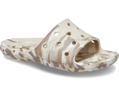 Crocs Unisex Classic Marbled Slide - Bone