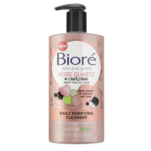 Biore Rose Quartz + Charcoal Daily Purifying Cleanser 6.77 fl oz