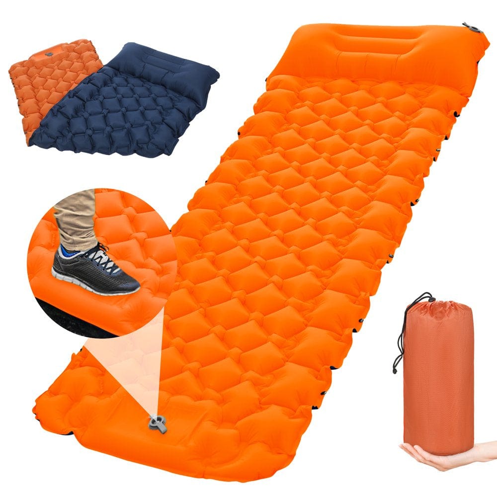 Festnight Camping Sleeping Pad with Pillow Built-In Pump Ultralight Inflatable Sleeping Mat Waterproof Camping Air Mattr