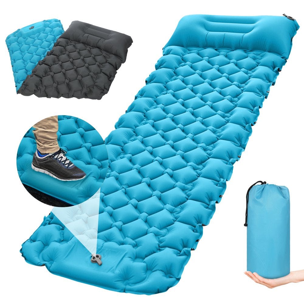 Festnight Camping Sleeping Pad with Pillow Built-In Pump Ultralight Inflatable Sleeping Mat Waterproof Camping Air Mattr