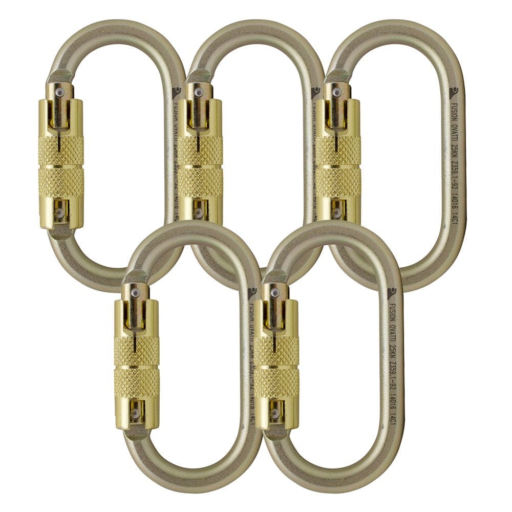 Fusion Climb Ovatti Steel Auto Lock Oval-Shaped Carabiner 5-Pack
