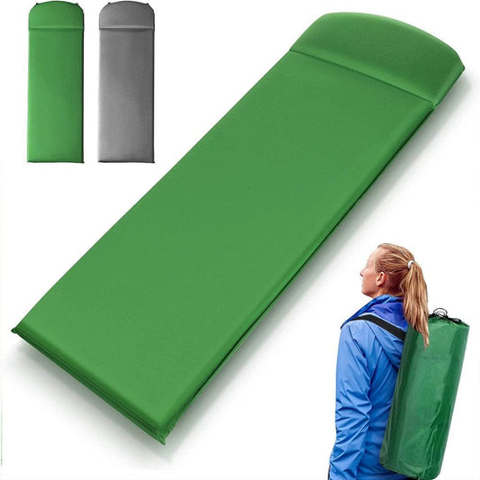 Green Camping Sleeping Pad Foam Self-Inflating Pillow Waterproof Hiking Pillow