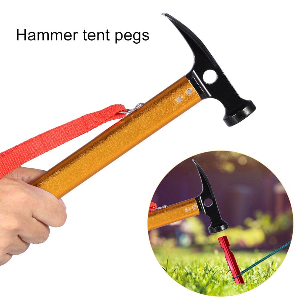 LYUMO Tent Peg Hammer, Portable Aluminium Alloy Handle Outdoor Camping Hammer Tent Peg Stake Puller Peg Puller Extractor