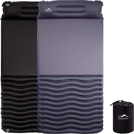 Sleeping Pad for Camping - Inflatable Airbed Roll Mat - Air and Foam Camping Mattress with Pillow - 2 Inches Thick - Ultra Lightweight - Upgraded Backpacking Hiking Camping Gear (1-Gray)