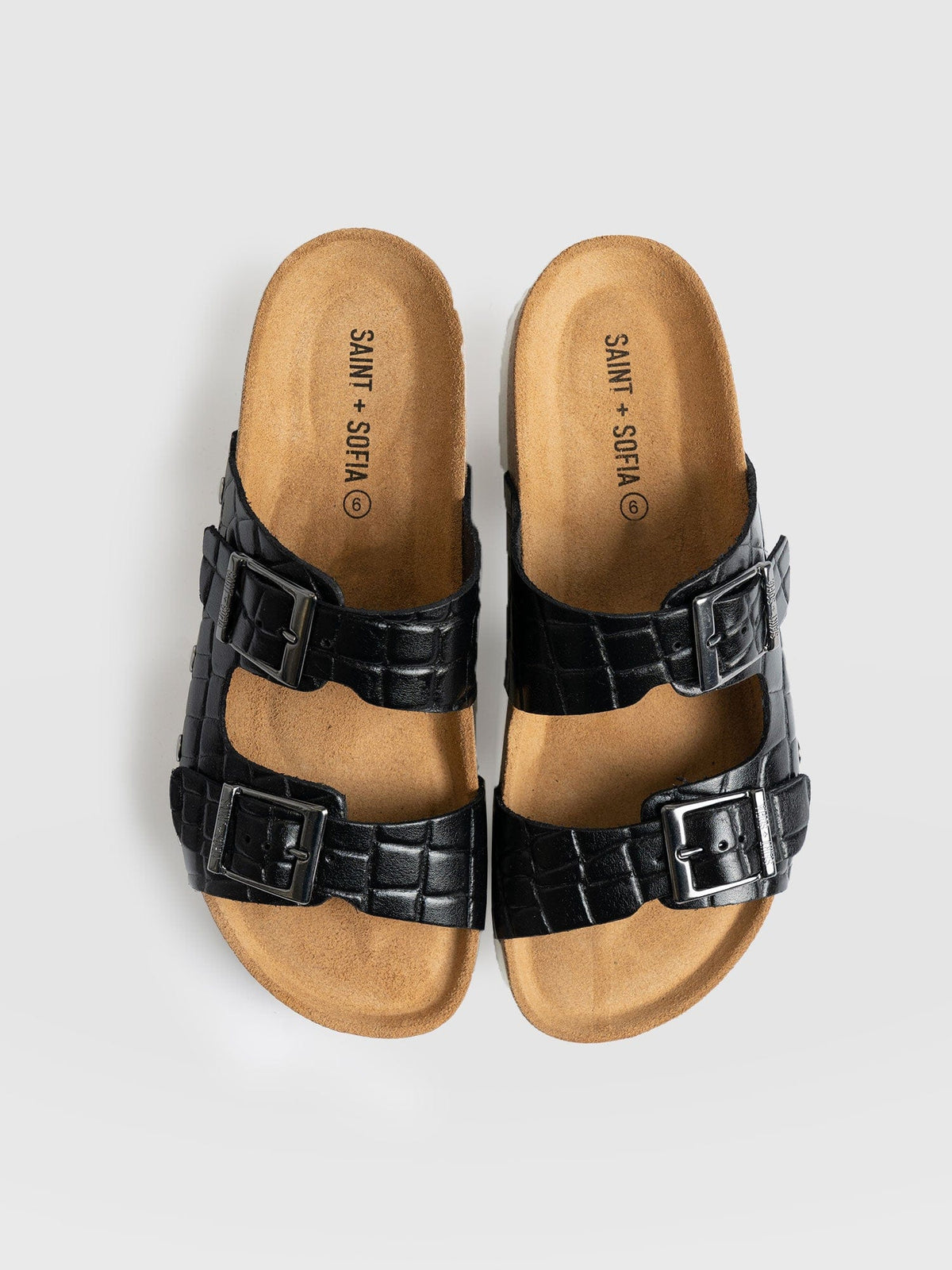 Sutton Slide - Black Croc Studded