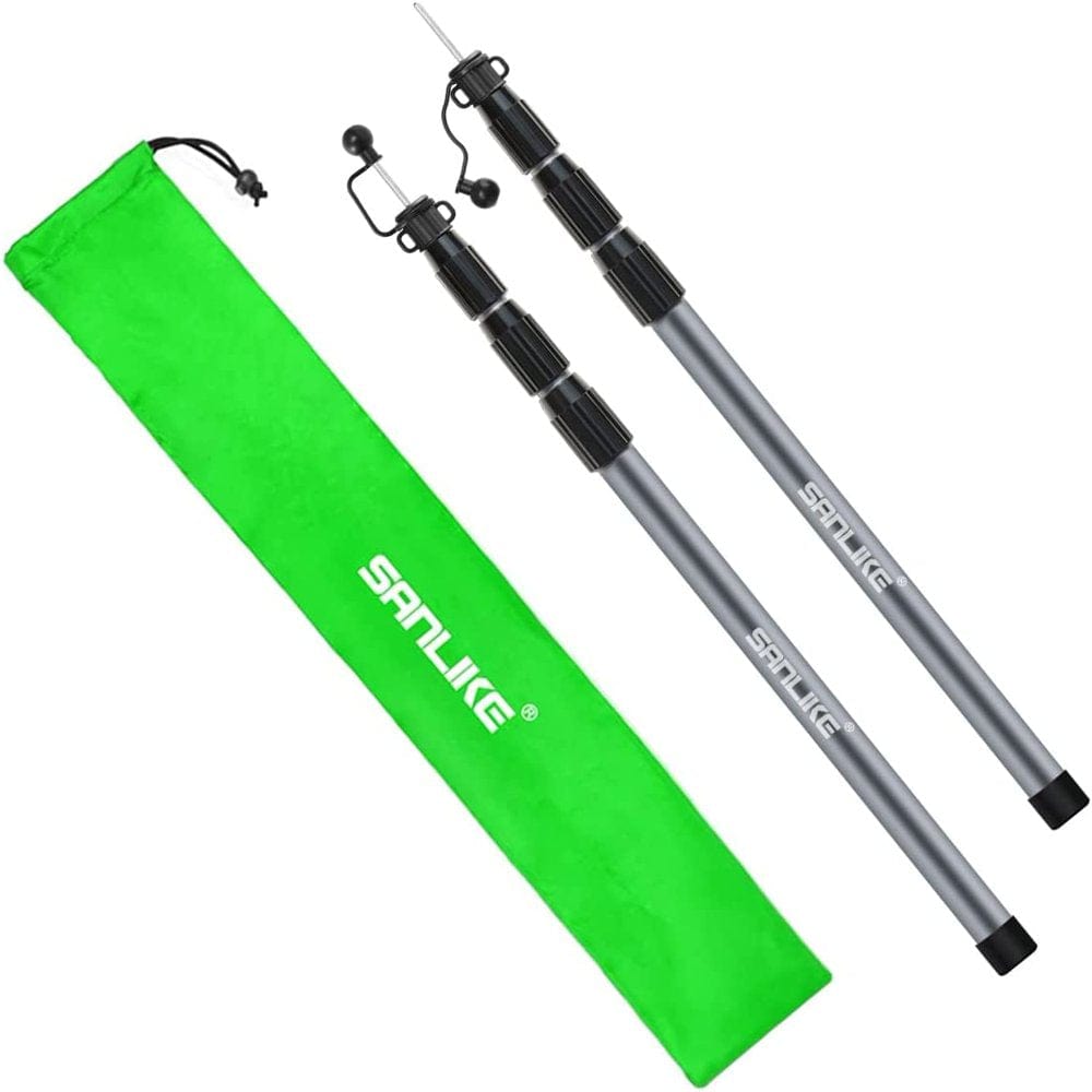 Telescoping Tarp Poles 98.5In Aluminum Camping Tent Poles,Tent Stakes for Hiking,Lightweight Tent Poles for Tarp, 4 Section Adjustable Tent Accessories Set of 2 &1 Bag