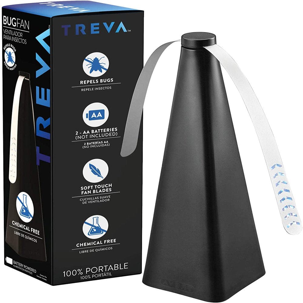 Treva Black Bug Repellent Fan, Soft Blade, Non-Toxic, Battery Powered, Single Item